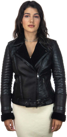 Alaska---Chiodo-Donna-Nero-in-vero-montone-Shearling-Nero-e-in-vera-pelle