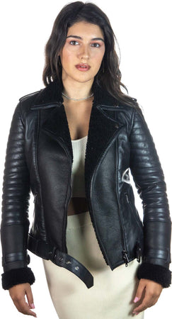 Alaska---Chiodo-Donna-Nero-in-vero-montone-Shearling-Nero-e-in-vera-pelle