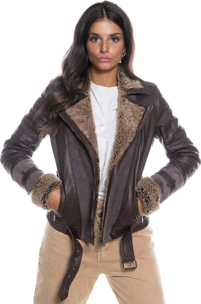 Alaska---Chiodo-Donna-Testa-di-Moro-in-vero-montone-Shearling-Beige-e-in-vera-pelle