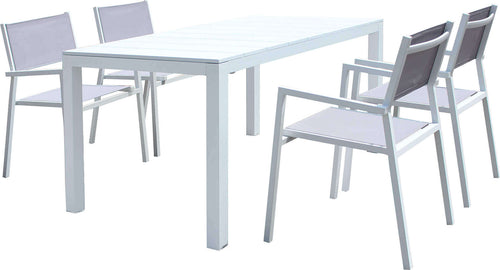 ALASKA---set-tavolo-in-alluminio-cm-148/214-x-85-x-75,5-h-con-4-sedute-Bianco-Milani-Home