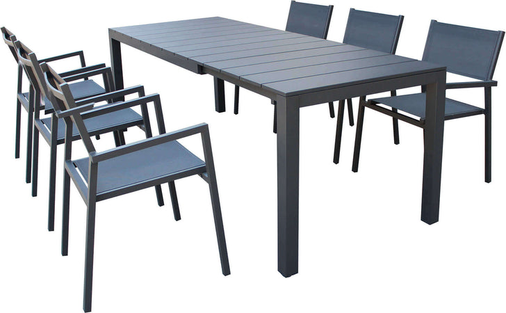 ALASKA---set-tavolo-in-alluminio-cm-148/214-x-85-x-75,5-h-con-6-sedute-Antracite-Milani-Home