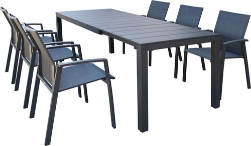 ALASKA---set-tavolo-in-alluminio-cm-148/214-x-85-x-75,5-h-con-6-sedute-Antracite-Milani-Home