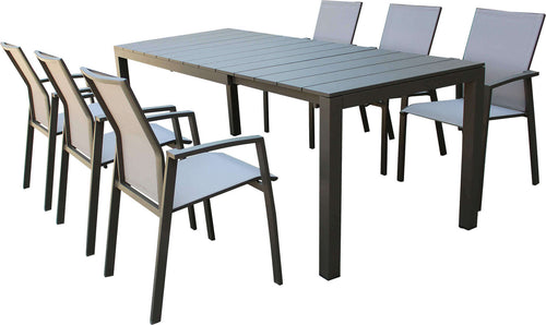 ALASKA---set-tavolo-in-alluminio-cm-148/214-x-85-x-75,5-h-con-6-sedute-Taupe-Milani-Home