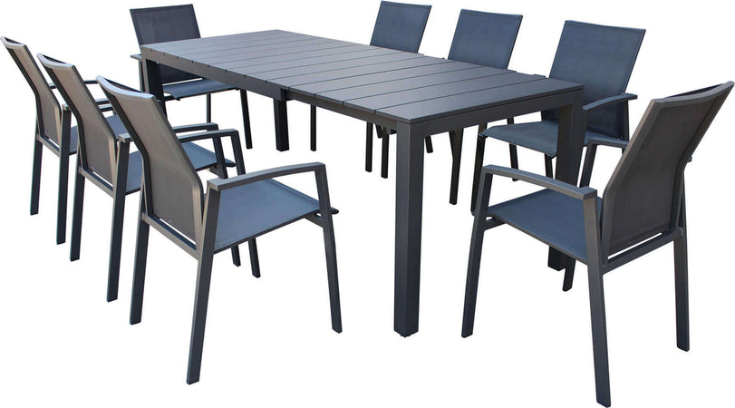 ALASKA---set-tavolo-in-alluminio-cm-148/214-x-85-x-75,5-h-con-8-sedute-Antracite-Milani-Home