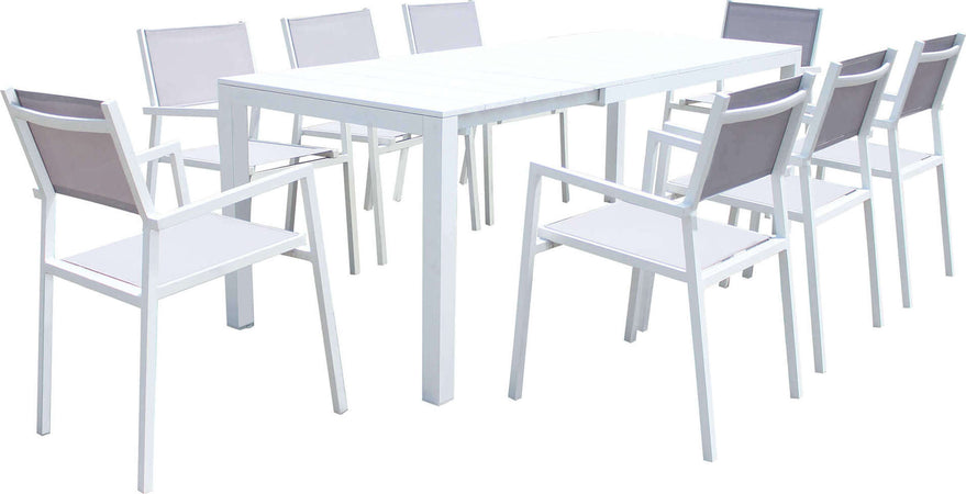 ALASKA---set-tavolo-in-alluminio-cm-148/214-x-85-x-75,5-h-con-8-sedute-Bianco-Milani-Home
