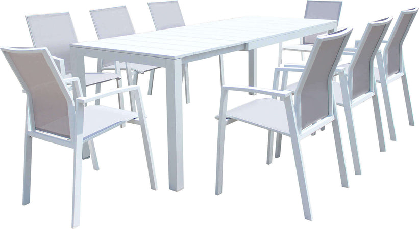 ALASKA---set-tavolo-in-alluminio-cm-148/214-x-85-x-75,5-h-con-8-sedute-Bianco-Milani-Home
