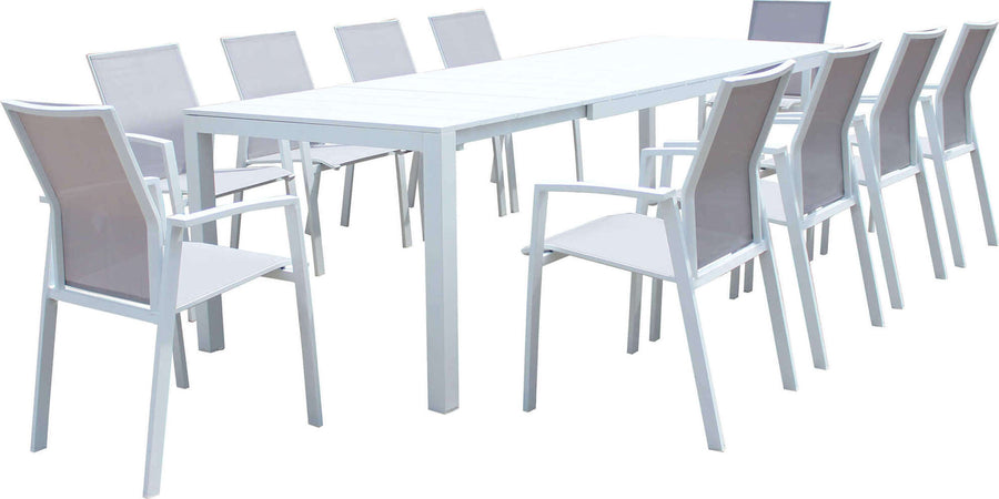 ALASKA---set-tavolo-in-alluminio-cm-214/280-x-100-x-75,5-h-con-10-sedute-Bianco-Milani-Home
