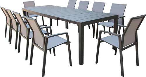 ALASKA---set-tavolo-in-alluminio-cm-214/280-x-100-x-75,5-h-con-10-sedute-Taupe-Milani-Home