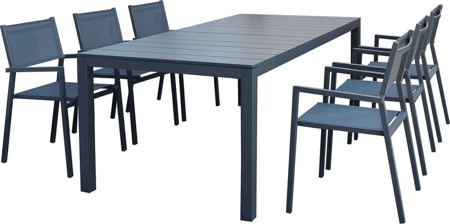 ALASKA---set-tavolo-in-alluminio-cm-214/280-x-85-x-75,5-h-con-6-sedute-Antracite-Milani-Home