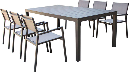 ALASKA---set-tavolo-in-alluminio-cm-214/280-x-85-x-75,5-h-con-6-sedute-Taupe-Milani-Home