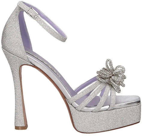 Albano Sandalo Donna Elegante Con Fiore in Strass Nuova Collezione Tacco 12 Cm