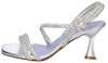 Albano Sandalo Elegante Donna Con Strass Argento Nuova Collezione Tacco 7,5 Cm