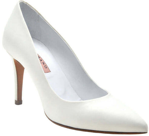 Albano Scarpe Donna Da Sposa Decollete' in Raso Bianco Con Tacco 8 Cm Nuova Collezione