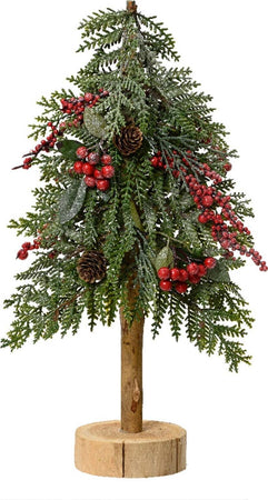 Alberello di Natale con bacche rosse e base in legno in PE Effetto Real Touch h 40 cm Casa e cucina/Decorazioni per interni/Addobbi e decorazioni per ricorrenze/Decorazioni natalizie/Alberi di natale artificiali MagiediNatale.it - Altamura, Commerciovirtuoso.it