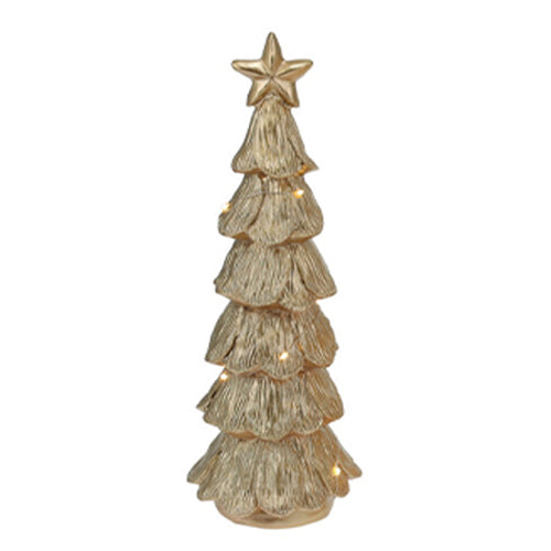 Albero decorativo color oro con luci Led per decorazione natalizie 29 cm
