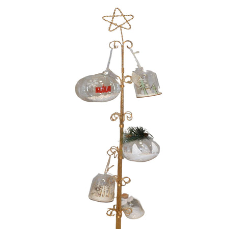 Alberello in metallo porta palline decorazione natalizia oro h 100 cm