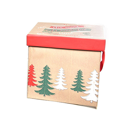 Scatola porta panettone in cartoncino con decorazioni natalizie 28.5 cm