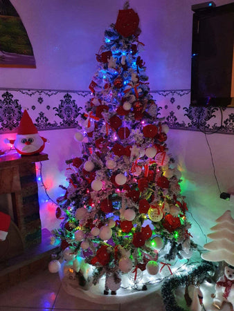 Albero-Di-Natale-210-Cm-Abete-Snow-Con-Effetto-Innevato-Bianco-Base-A-Croce