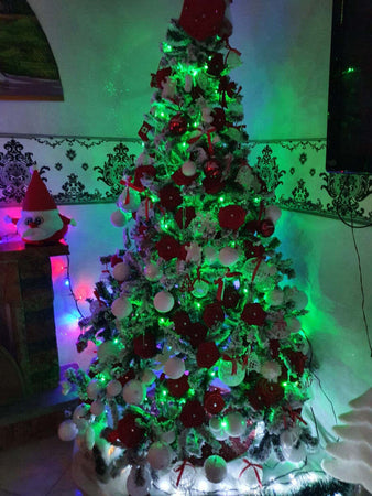 Albero-Di-Natale-210-Cm-Abete-Snow-Con-Effetto-Innevato-Bianco-Base-A-Croce