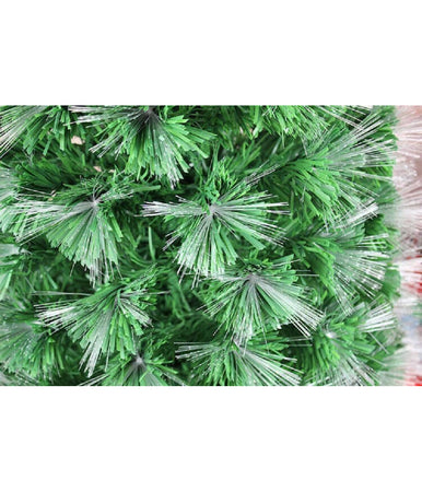 Albero Di Natale In Fibra Ottica 120cm Verde Multicolori Con Punta Stella A Led