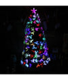 Albero Di Natale In Fibra Ottica 120cm Verde Multicolori Con Punta Stella A Led