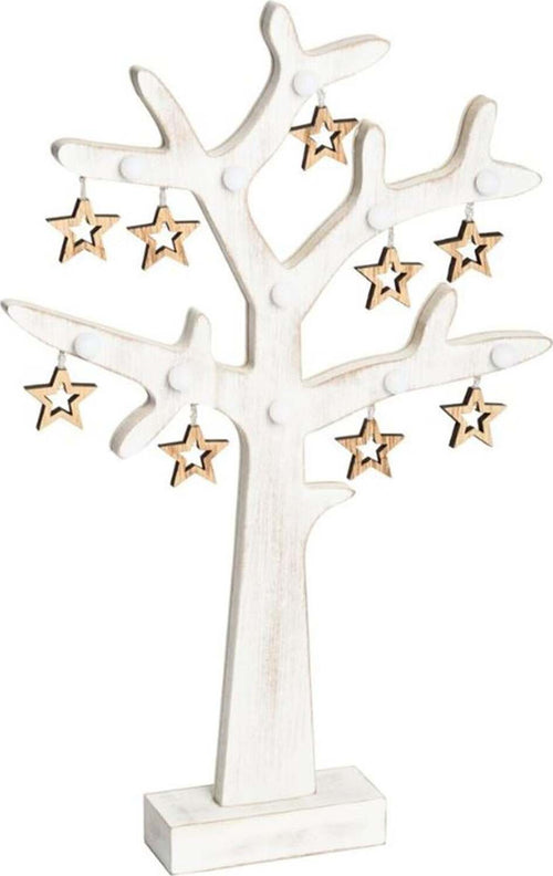 Albero di natale in legno vintage bianco con stelle 20 led a batteria h 50 cm Casa e cucina/Decorazioni per interni/Addobbi e decorazioni per ricorrenze/Decorazioni natalizie/Alberi di natale artificiali MagiediNatale.it - Altamura, Commerciovirtuoso.it