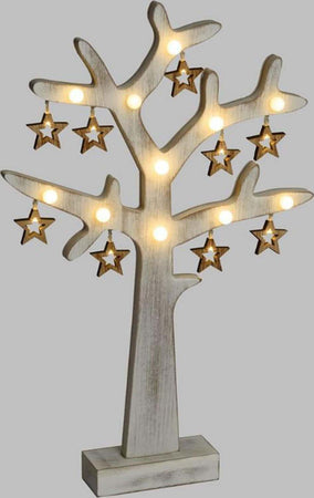 Albero di natale in legno vintage bianco con stelle 20 led a batteria h 50 cm Casa e cucina/Decorazioni per interni/Addobbi e decorazioni per ricorrenze/Decorazioni natalizie/Alberi di natale artificiali MagiediNatale.it - Altamura, Commerciovirtuoso.it