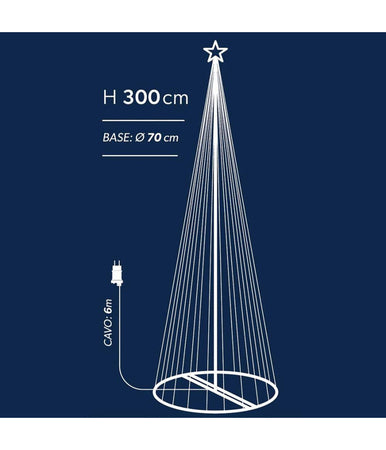 Albero Di Natale Luminoso Bianco Caldo 394 Led 300cm Decorazione Per Esterno