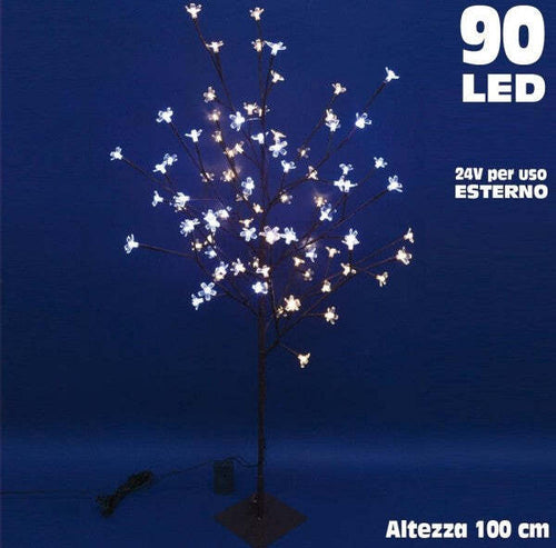 Albero-Di-Natale-Luminoso-Ciliegio-Per-Esterno-90-Led-100-Cm-Bianco-Freddo-Caldo