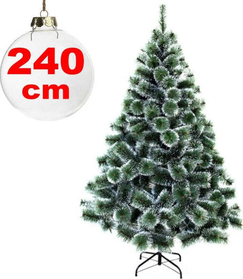 Albero-Di-Natale-Sintetico-240-Cm-Innevato-Decorazione-Per-Casa-Scuola-Ufficio