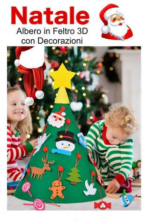 Albero in Feltro 3 D 63 X 45 Cm Con 15 Decorazioni Albero Decorazione Natalizia Mood
