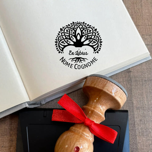 Timbro Ex Libris Albero - d. 40 mm
