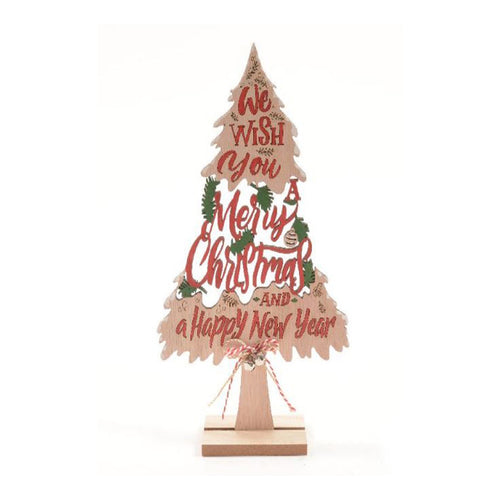 Albero di natale Merry Christmas in legno per decorazioni natalizie