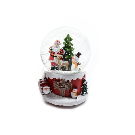 Palla di neve carillon Babbo Natale con glitter neve decorazione natalizia 10 x h 13,5 cm