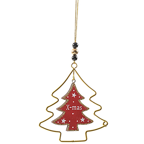 Pendente per albero di Natale laccato in metallo e legno da 11 cm