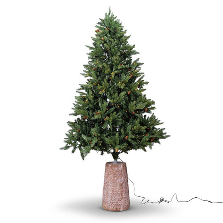Albero di Natale con base tronco e luci led "Marmolada" in PE Effetto Real Touch+ PVC