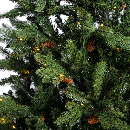 Albero di Natale con base tronco e luci led "Marmolada" in PE Effetto Real Touch+ PVC