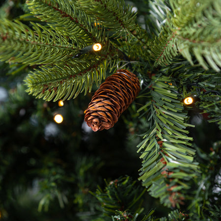 Albero di Natale con base tronco e luci led "Marmolada" in PE Effetto Real Touch+ PVC