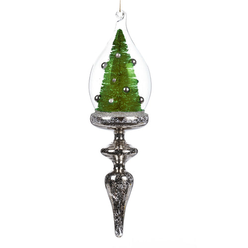Pendente in vetro trasparente con albero verde per albero di Natale da 27.5 cm