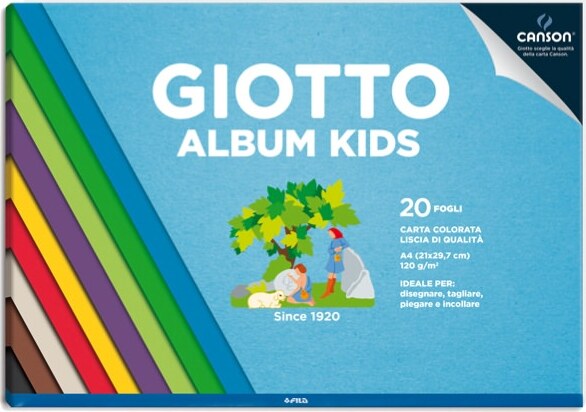 Album Kids Carta Carta colorata 2+ - A4 - 120gr - 20 fogli - Giotto [multipack] 5 pezzi Casa e cucina/Hobby creativi/Disegno/Blocchi e libri da disegno Eurocartuccia - Pavullo, Commerciovirtuoso.it