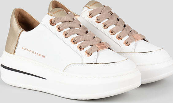 Alexander-Smith-sneakers-donna-Lancaster-in-pelle-white-gold-LSW-1805-WGD
