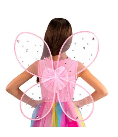 Ali Di Farfalla Rosa Con Decorazioni Gemme Cm. 58x52 Articolo Feste Carnevale