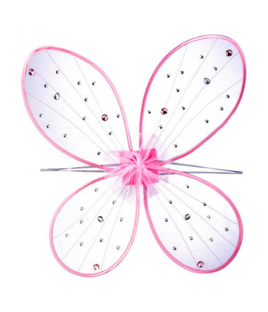 Ali Di Farfalla Rosa Con Decorazioni Gemme Cm. 58x52 Articolo Feste Carnevale