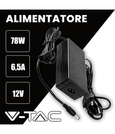 Alimentatore 12v 78w 6,5a Con Jack 2.1 Ip44 Plug&play Spina A 2 Poli Input 220v