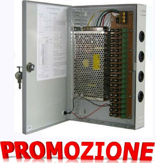 ALIMENTATORE-18-CH-USCITE-PER-TELECAMERA-ALIMENTAZIONE-STABILIZZATO-RACK-BOX