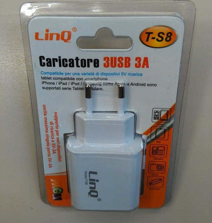 Alimentatore Caricabatterie Adattatore Caricatore Con 3 Porte Usb Rete 5v-3a T-s8 Elettronica/Cellulari e accessori/Accessori/Caricabatterie/Caricabatterie da muro Trade Shop italia - Napoli, Commerciovirtuoso.it