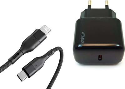 Alimentatore Caricatore Rapido USB-C Lightning 20W PD 3.0 + Cavo USB-C Lightning 1 Mt 27 W