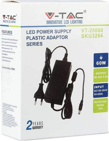 Alimentatore LED Power Supply - 60W 24V 2.5A IP44 Plastic Fai da te/Materiale elettrico/Trasformatori Zencoccostore - Formia, Commerciovirtuoso.it