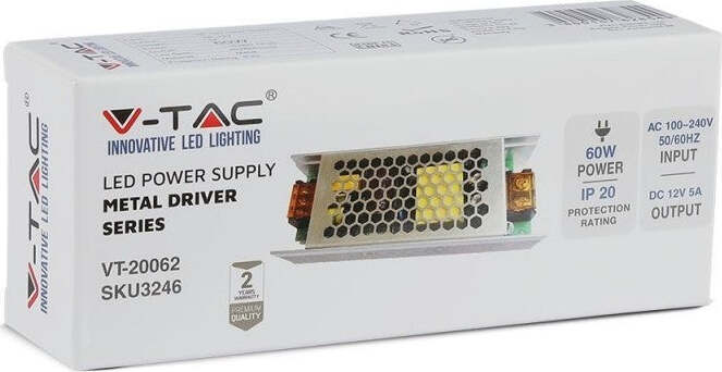 Alimentatore LED Slim Power Supply - 60W 12V 5A Metal Fai da te/Materiale elettrico/Trasformatori Zencoccostore - Formia, Commerciovirtuoso.it