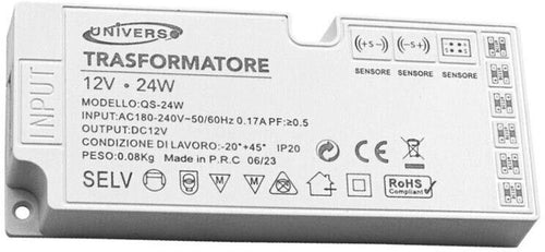 Alimentatore Slim Trasformatore Da 230v A 12v 24 W Per Striscia Led Sensori Luci Universo